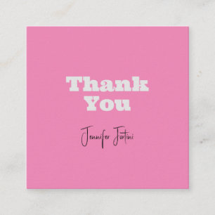 Carte D'accompagnement Nom de calligraphie Élégant rose Plaine Merci