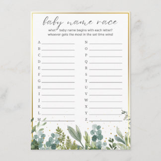 Carte D'accompagnement Nom du bébé Course Bébé Animaux Baby shower Jeu