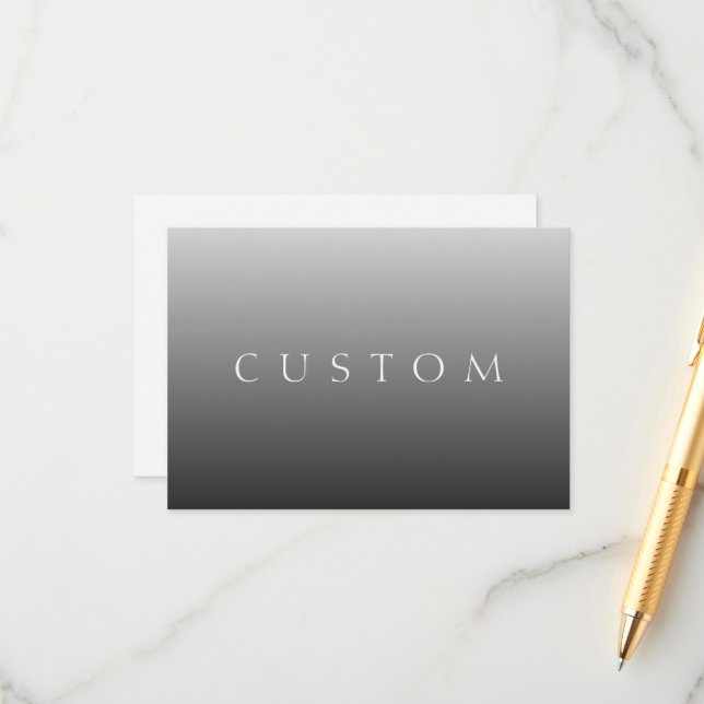 Carte D'accompagnement Nom ou mot classique | Gris dégradé (Devant/Arrière en situation)