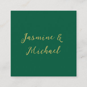 Carte D'accompagnement Noms de Couple Calligraphie Classique Vert & Or