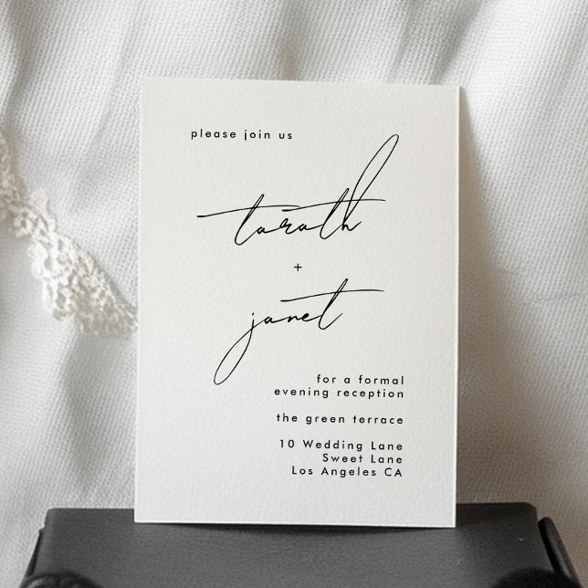 Carte D'accompagnement Noms Personnalisés Élégants Noir Blanc Mariage Réc (Créateur téléchargé)