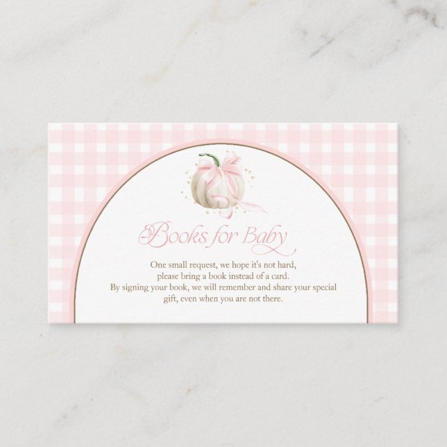 Carte D'accompagnement Nos petits livres à gingham rose pour bébé (Devant)