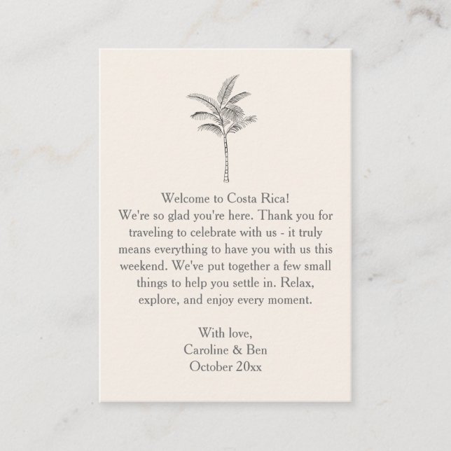 Carte D'accompagnement Note de bienvenue pour mariage à destination Palmi (Devant)