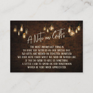 Carte D'accompagnement Note sur les cadeaux Briques foncées et lumières E