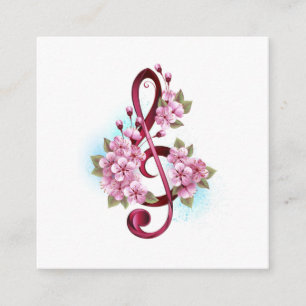 Carte D'accompagnement Notes de clef musicale en treble avec des fleurs S