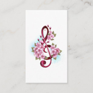 Carte D'accompagnement Notes de clef musicale en treble avec des fleurs S