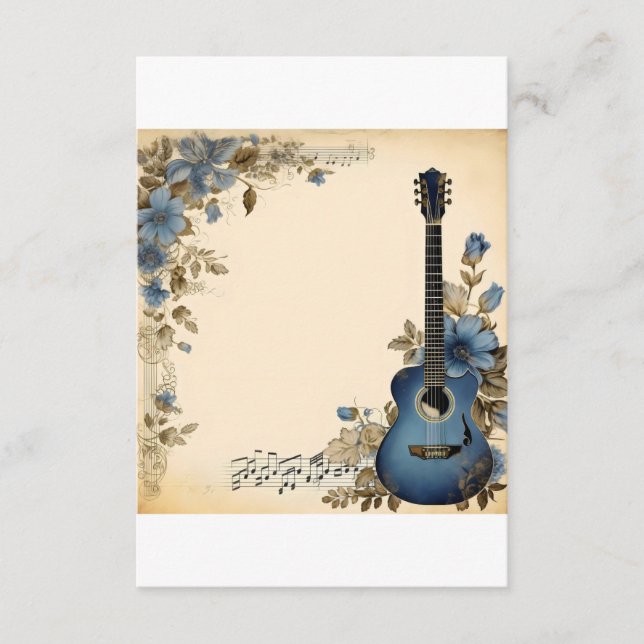 Carte D'accompagnement Notes de musique de guitare Fleurs (Devant)
