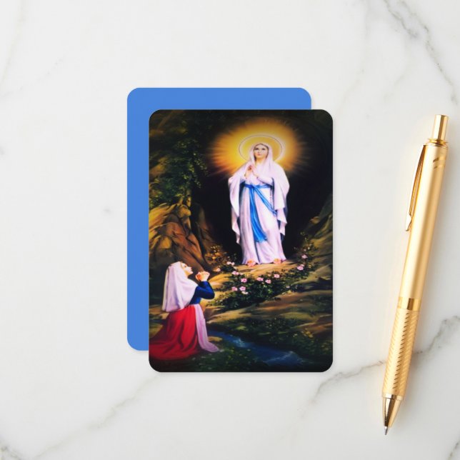 Carte D'accompagnement Notre-Dame de Lourdes avec prière (Devant/Arrière en situation)
