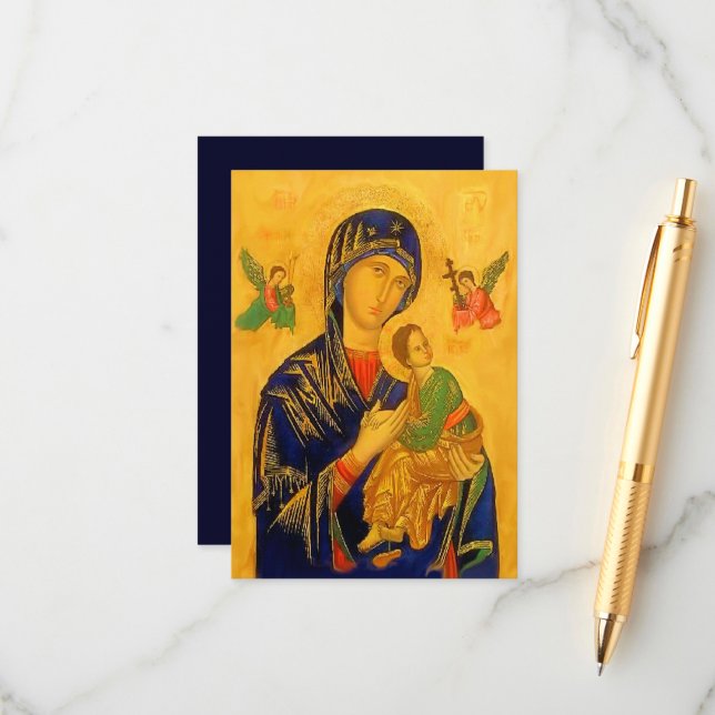 Carte D'accompagnement Notre Mère aide perpétuelle avec la prière (Devant/Arrière en situation)