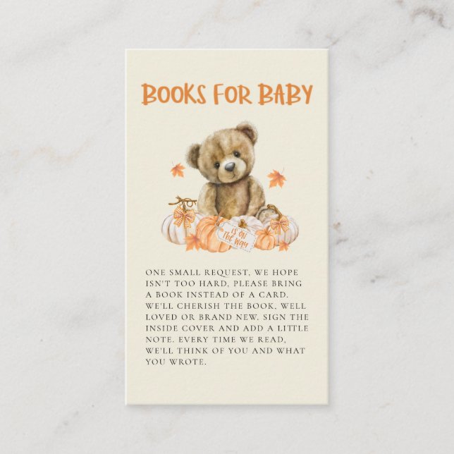 Carte D'accompagnement Notre Petit Citrouille Cute Teddy Bear Baby shower (Devant)