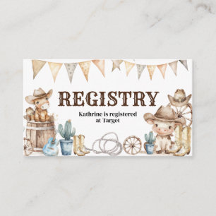Carte D'accompagnement Notre registre des Baby showers de Little Cowboy W