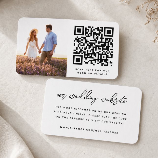 Carte D'accompagnement Notre site Mariage | QR Code photo simple RSVP (Direct guests seamlessly to your wedding website using this QR code photo invite enclosure card)