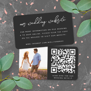 Carte D'accompagnement Notre site Mariage   QR Code photo simple RSVP