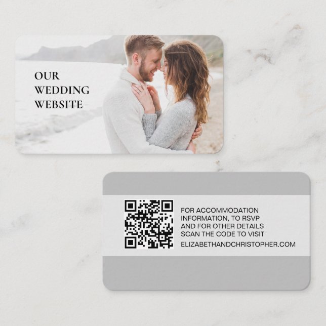 Carte D'accompagnement Notre site web mariage code QR scanner photo perso (Devant / Derrière)