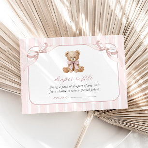 Carte D'accompagnement Nounours à l'ours en peluche, noeud rose, rayures
