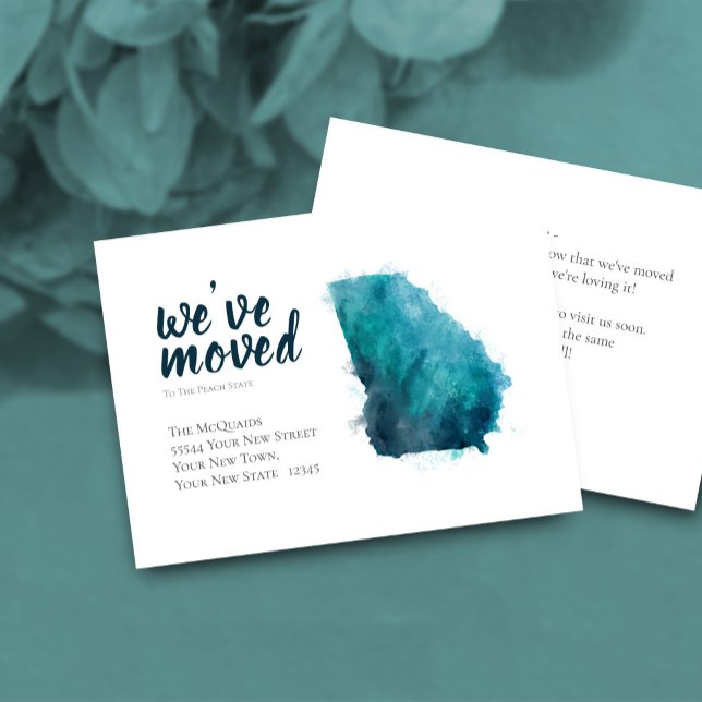 Carte D'accompagnement Nous avons déplacé l'aquarelle Georgia Moving Fair (Watercolor Moving Announcement Card to Georgia State)