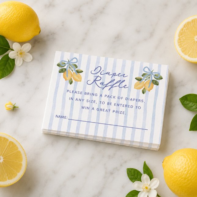 Carte D'accompagnement Nous avons hâte de vous serrer dans nos bras Tirag (We Can't Wait to Squeeze You Lemon Diaper Raffle Enclosure Card)