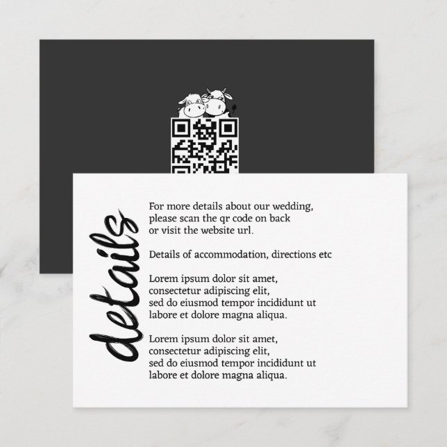 Carte D'accompagnement Nous Dirons Je Moo Vache Mariage QR Code (Devant / Derrière)