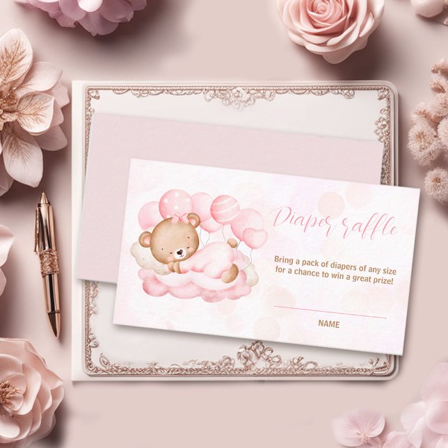 Carte D'accompagnement Nous Pouvons Attendre Rapidement Baby shower Déche (We Can Bearly Wait Baby Shower Diaper Raffle Card)