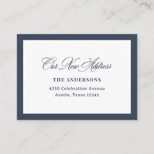Carte D'accompagnement Nouvelle adresse insérée   Calligraphie bleu marin