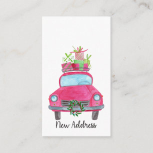 Carte D'accompagnement Nouvelle adresse Voiture de Noël classique