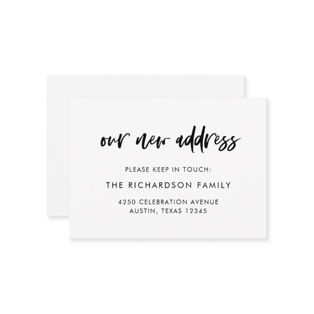 Carte D'accompagnement Nouvelle insertion d'adresse | Script Décontracté (Devant/Arrière en situation)