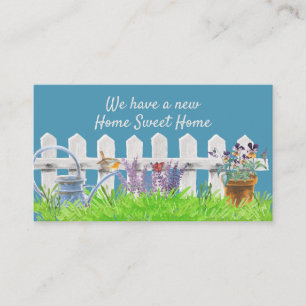 Carte D'accompagnement Nouvelle maison Sweet Home Aquarelle Jardin pelous