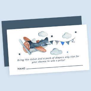 Carte D'accompagnement Nuage d'avion vintage Baby Shower Tirage au sort d