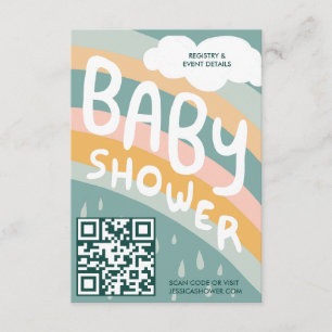 Carte D'accompagnement Nuages de baby shower Rainbow Cute QR CODE personn