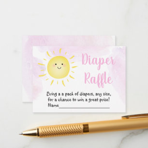 Carte D'accompagnement Nuages de soleil Baby shower rose Refus de couche