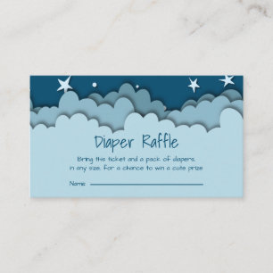 Carte D'accompagnement Nuages et étoiles bleus Baby shower Déchets Raffle