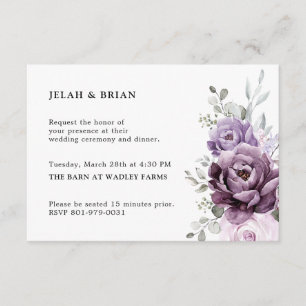 Carte D'accompagnement Nuances de pourpre Dusty fleurs Moody Floral Maria