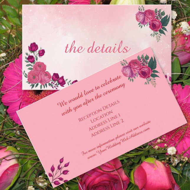 Carte D'accompagnement Nuances de Rose Magenta Mariage Moderne   (Créateur téléchargé)