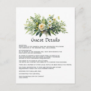Carte D'accompagnement Nuances de Vert Floral Mariage Détails de l'invité