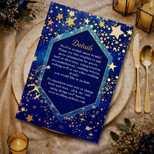 Carte D'accompagnement Nuit céleste magique étoilée or bleu mariage