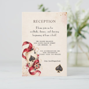 Carte D'accompagnement Nuit de casino aquarelle charmante mariage bordeau