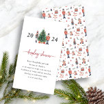 Carte D'accompagnement Nutcracker Display Shower Enclosure Card<br><div class="desc">This cute and unique holiday nutcracker display shower enclosure card features hand-painted watercolor nutcracker toy soldiers around a beautiful tree. The back includes a whimsical matching pattern. Find matching items in the Christmas Holiday Nutcracker Collection.</div>