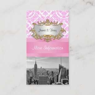 Carte D'accompagnement NY City Skyline BW D4P Damask Enclosure Rose