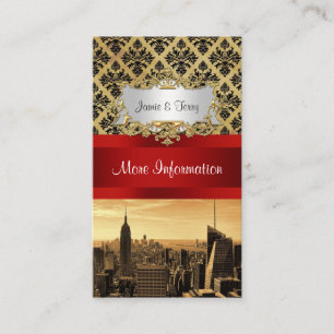 Carte D'accompagnement NY City Skyline Sepia B4 Damask Info Card