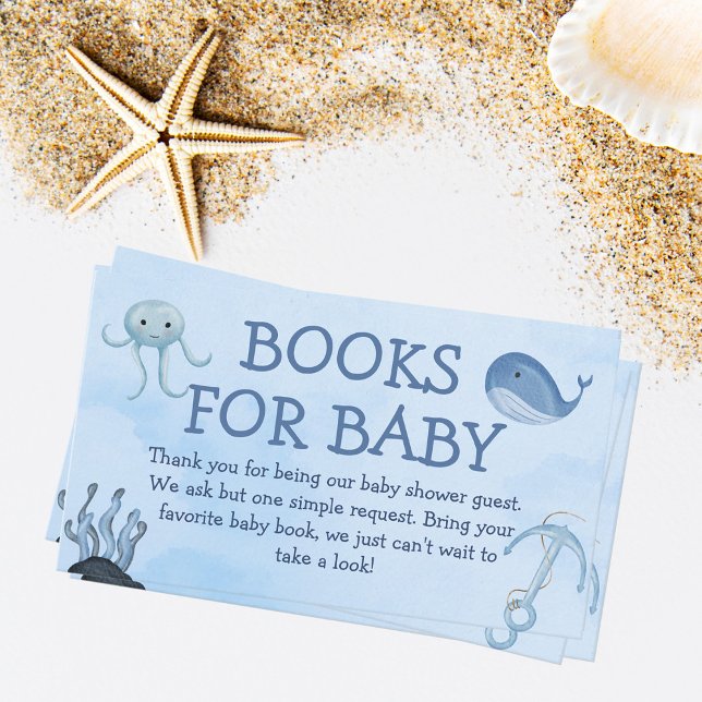 Carte D'accompagnement Ocean Animals Livres Pour Baby shower Coastal Blue (Créateur téléchargé)