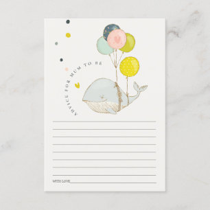 Carte D'accompagnement Ocean Balloon Whale Conseils Pour Maman Baby showe