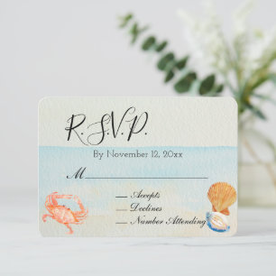 Carte D'accompagnement Ocean Beach Shells Wedding RSVP