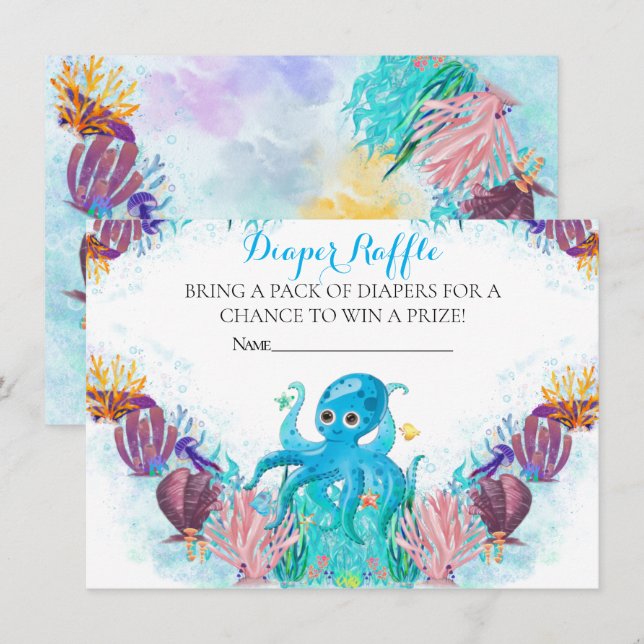 Carte D'accompagnement Ocean Sea bébé Octopus Déchets Raffin Voiture (Devant / Derrière)