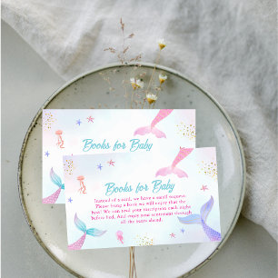 Carte D'accompagnement Ocean Summer Mermaid Tail Books Pour Baby shower