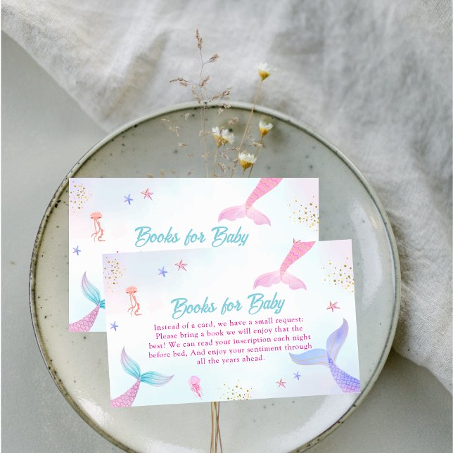 Carte D'accompagnement Ocean Summer Mermaid Tail Books Pour Baby shower (Ocean Summer Mermaid Tail Books For Baby Shower Enclosure Card)