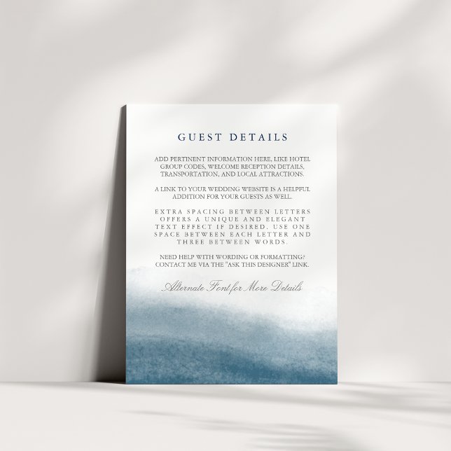 Carte D'accompagnement Ocean Tides Mariage Informations clients (Créateur téléchargé)
