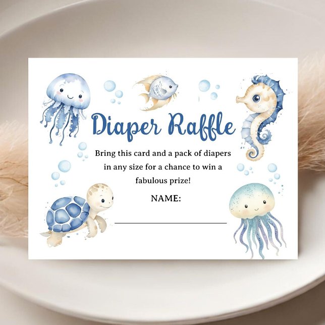 Carte D'accompagnement Ocean Under The Sea Baby Shower Boy Diaper Raffle (Créateur téléchargé)