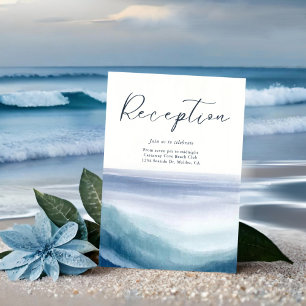 Carte D'accompagnement Ocean Waves Nautical Monogramme Réception de maria