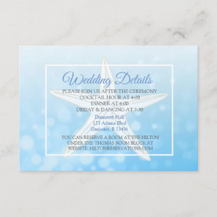 Carte D'accompagnement Oceanic Blue Bubbles Starfish Mariage Détails Cart
