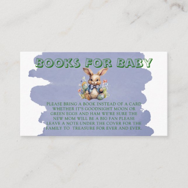 Carte D'accompagnement Oeufs De Lapin De Pâques Livres Floraux Pour Bébé (Devant)